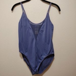 Pink Victoria's Secret Blue Seamless Mesh Bodysuit NEW L